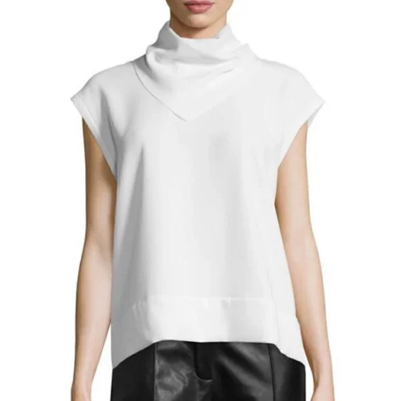 IRO Astrid High Neck Handkerchief Neck Boxy Blouse Oversized Popover Top Size 6 - Picture 2 of 13